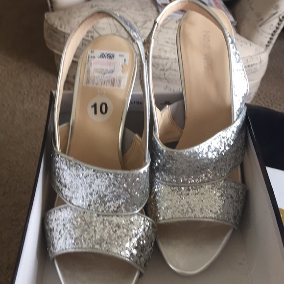 Nine West Shoes - Nine West Silver Sparkle Heels..NWT